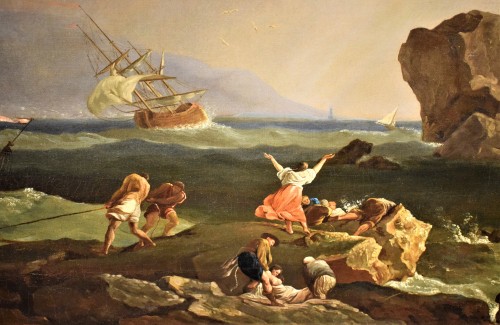 Antiquités - Naufrage sur le récif - Claude Joseph Vernet (1714 -1789) signé et daté 1786
